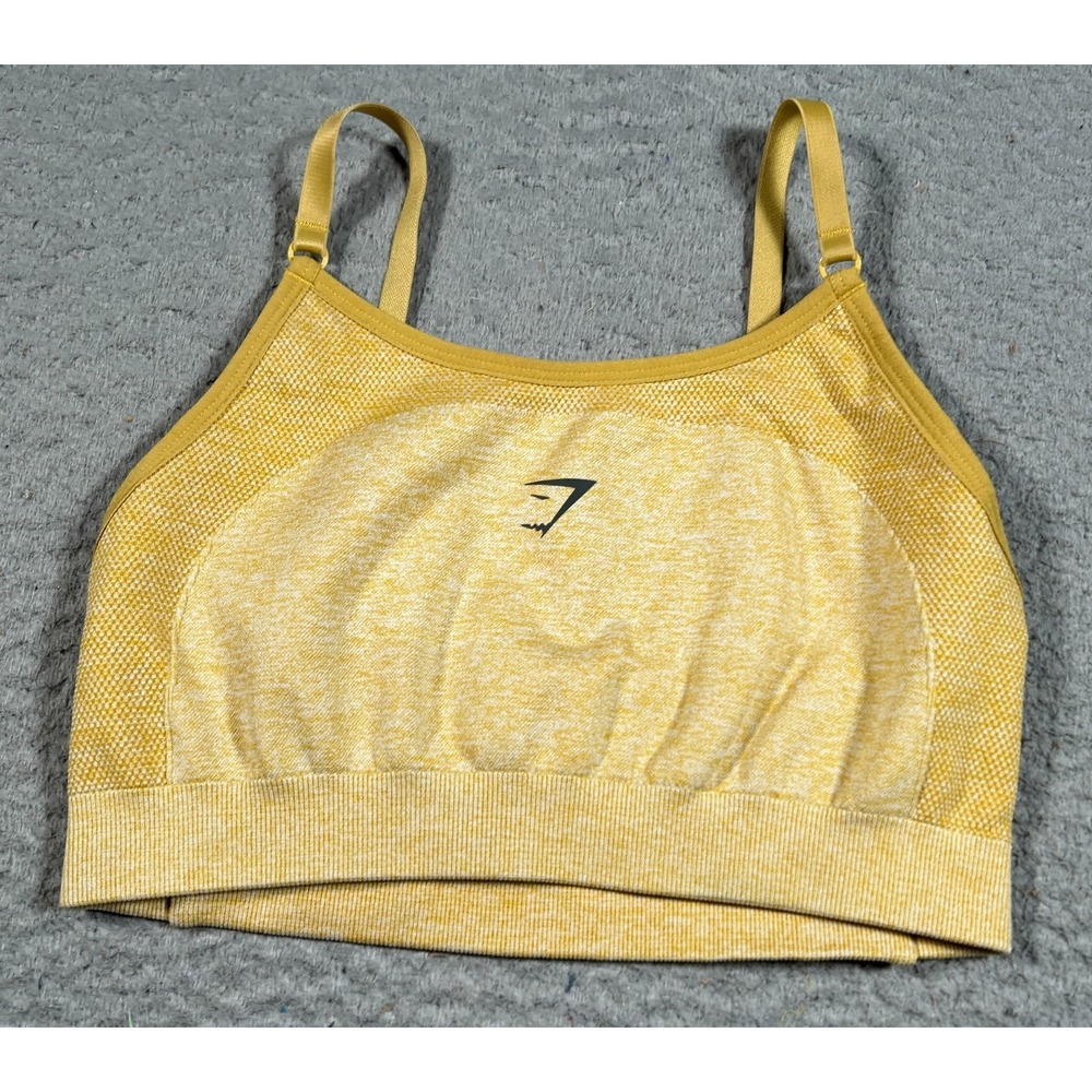 Gymshark Flex Strappy Sports Bra Womens S/M Yellow Sweat Wicking Adjustable‎